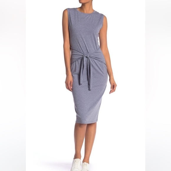 SUSINA Sleeveless Gray T-shirt Tie Waist Dress Cotton Blend Small - Picture 1 of 13